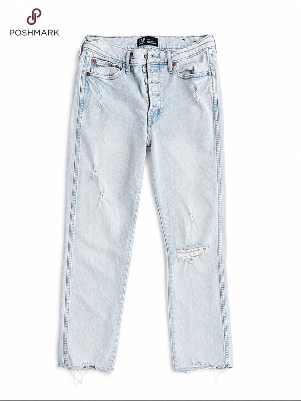 GAP High Rise Vintage Slim Distressed Jeans Light Wash Size 27